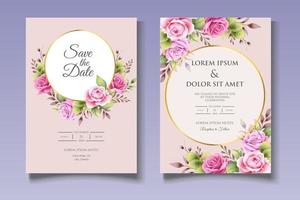 elegante plantilla de tarjeta de invitación de boda floral vector