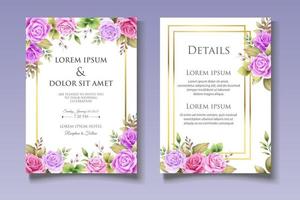 Elegant floral wedding invitation card template vector