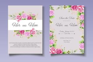Elegant floral wedding invitation card template vector