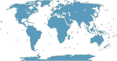 Blue square world map on white background vector