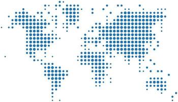 Blue square world map on white background vector