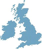 Blue circle shape United Kingdom map on white background vector