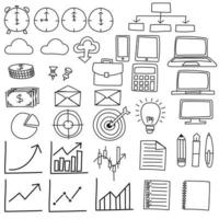 Doodle freehand sketch business icons. vector