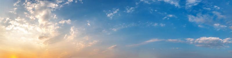 Gorgeous panorama scenic of sunrise and sunset with silver lining and cloud in the morning and evening photo