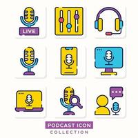 colección de iconos de transmisión de podcasts en línea vector