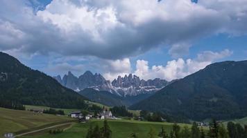 Val di Funes a fairy tale mountain landscape in the Dolomites video