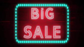 Neon sign with the word BIG SALE for shopping discount concept video