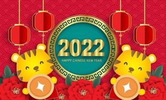 Chinese new year 2022 ,Year of the tiger banner . vector