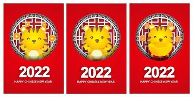 feliz año nuevo chino 2022 tarjetas de felicitación, año del tigre vector