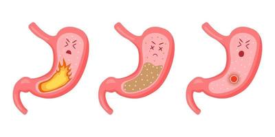 stomach healthy stomach sick set vector