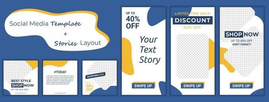 Set of Editable minimal square banner template vector