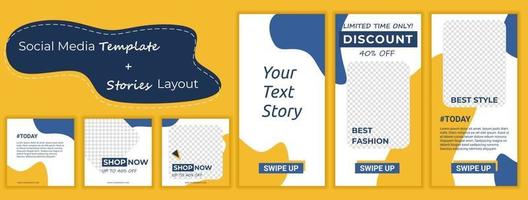 Set of Editable minimal square banner template vector