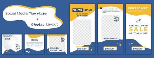 Set of Editable minimal square banner template vector