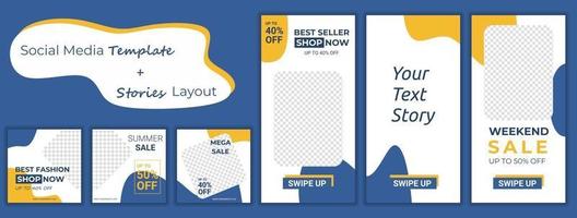 Set of Editable minimal square banner template vector