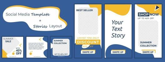 Set of Editable minimal square banner template vector