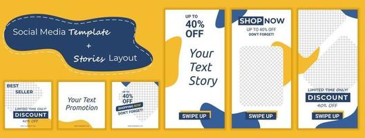Set of Editable minimal square banner template vector