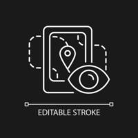 Location tracking white linear icon for dark theme vector