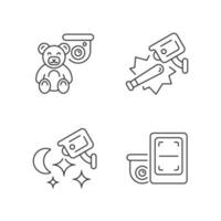 Security monitoring solution linear icons set vector