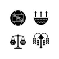 Suffering from water shortage black glyph icons set on white space vector