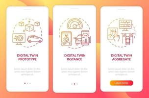 Digital twin types onboarding mobile app page screen vector