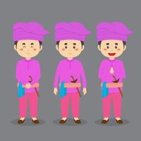 Riau Indonesia Character with Various Expression vector