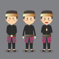 personaje de sulawesi del sur con varias expresiones. vector