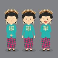 personaje de sulawesi del sur con varias expresiones. vector