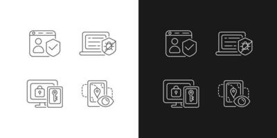 Protecting right to online privacy linear icons set vector