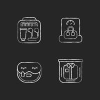 Essential things for travelling chalk white icons set vector