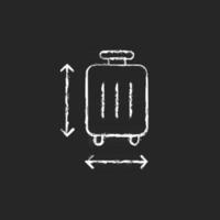 Tamaño de equipaje icono de tiza blanca sobre fondo oscuro vector