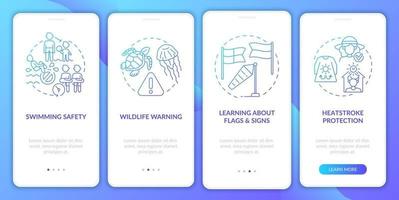 Summer coast safety onboarding mobile app page screen vector