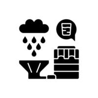 Reciclaje de agua de lluvia icono de glifo negro vector