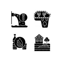 Water stress black glyph icons set on white space vector