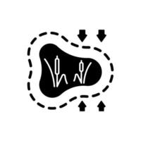 Disappearing wetlands black glyph icon vector