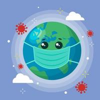 Planet earth in a mask. Conceptual illustration of the spread vector