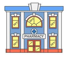 Pharmacy building medicine concept. Architectural form vector