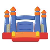 castillo inflable hinchable. torre y equipamiento para parque infantil. vector