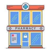 Pharmacy building medicine concept. Architectural form vector