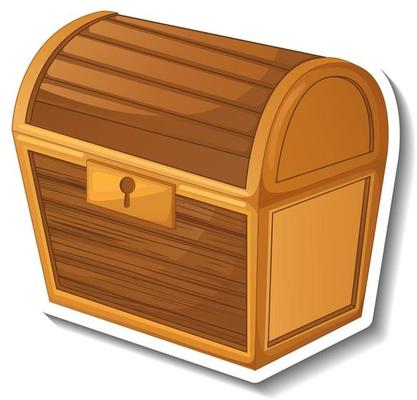 Sticker template with closed treasure chest isolated