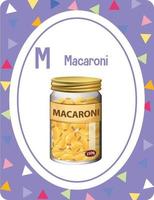 Alphabet flashcard with letter M for Macaroni vector