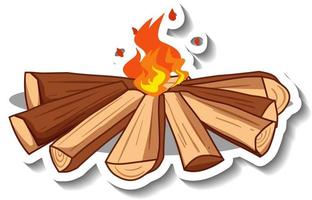 Sticker template with campfire isolated vector