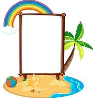 Empty banner template in beach scene isolated vector