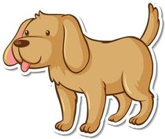 A sticker template with a brown dog cartoon character vector