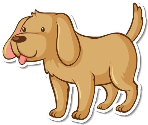 A sticker template with a brown dog cartoon character
