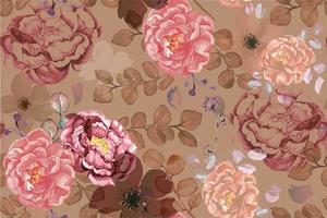 Rose seamless pattern with watercolor vector