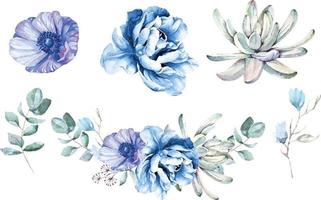 Elegant watercolor flower composition vector