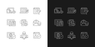Internet surveillance linear icons set for dark and light mode vector