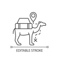 icono lineal de caravana de camellos vector