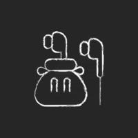 Headphones chalk white icon on dark background vector