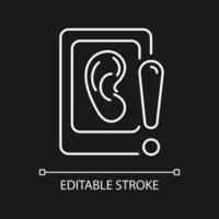 Eavesdropping on mobile devices white linear icon for dark theme vector